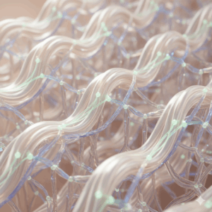 Ilustração das fibras de colágeno que garantem um rejuvenescimento natural da pele.